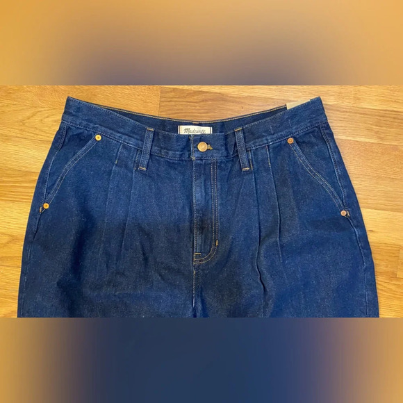 NWT Madewell Baggy Straight Jeans in Woodham Wash: Pleated Edition Size 32 - Picture 7 of 13